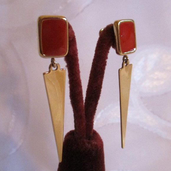 MONET GOLD AND CRIMSON EARRINGS - Picture 1 of 2